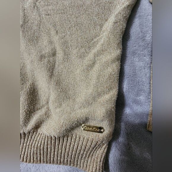 Calvin Klein GOLD LUREX THREAD HOODIE, Size S - Picture 2 of 6